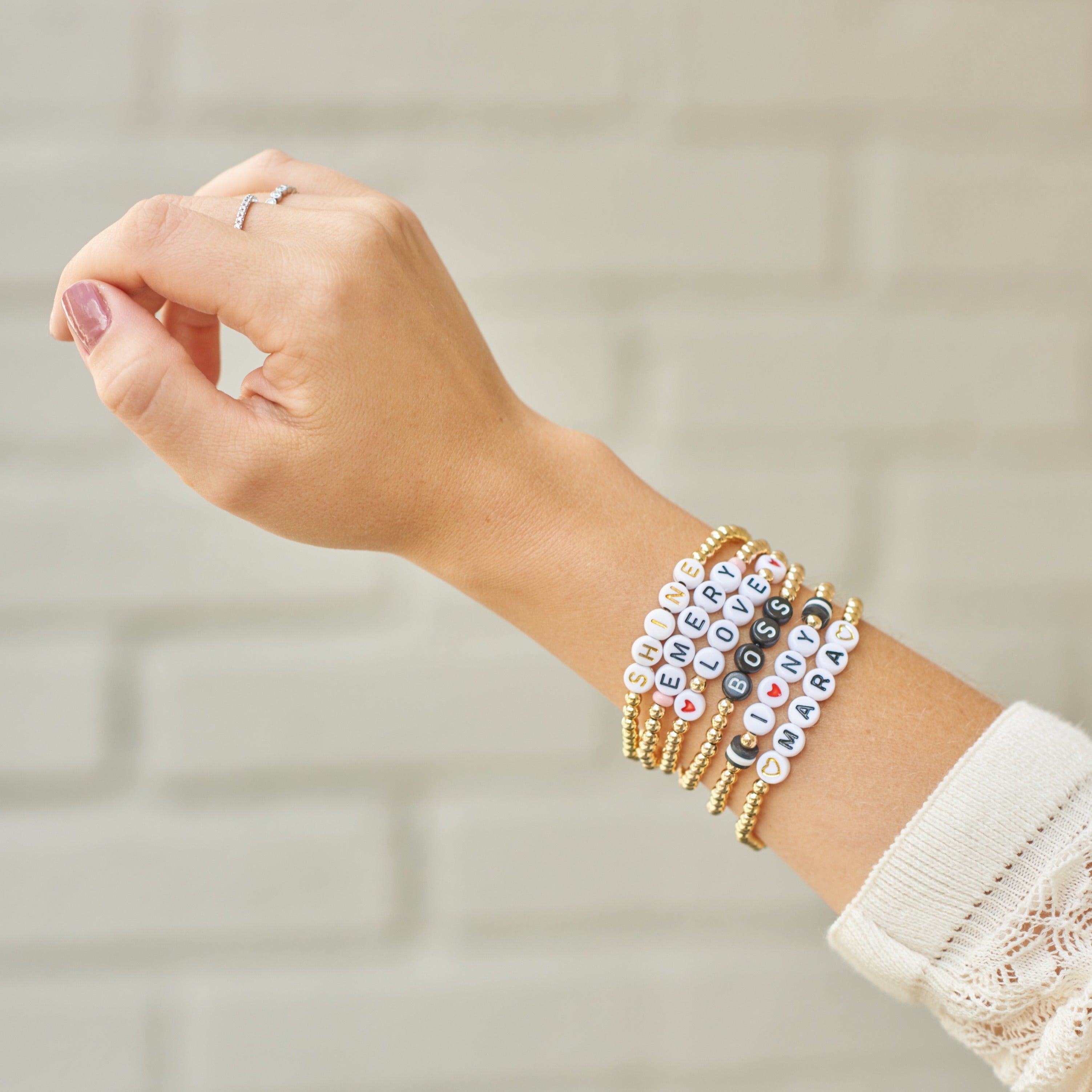 Custom Gold Word Ball Bracelet