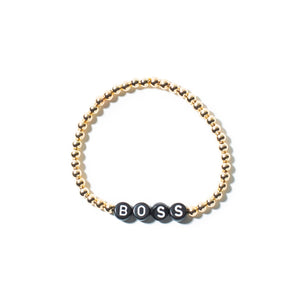 Custom Black Word Gold Ball Bracelet