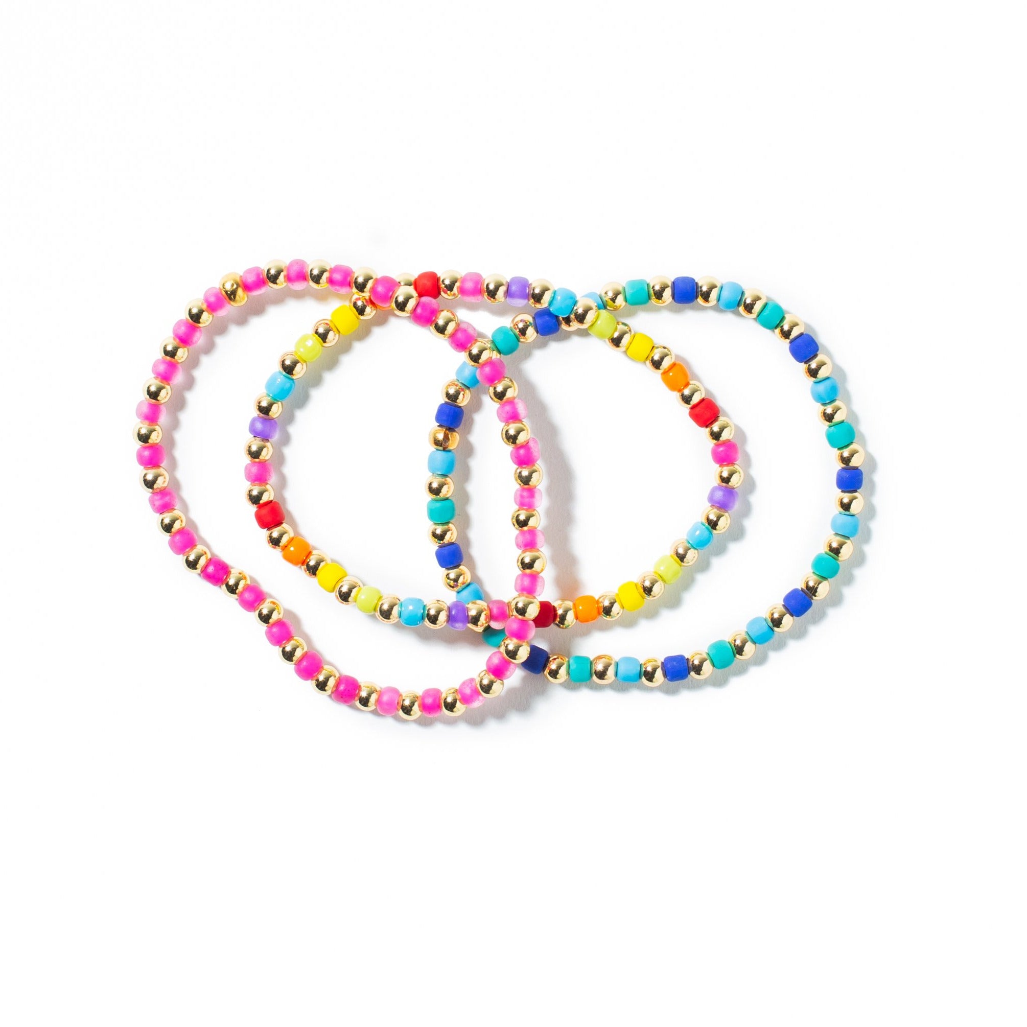 Rainbow and Gold Ball Bracelet