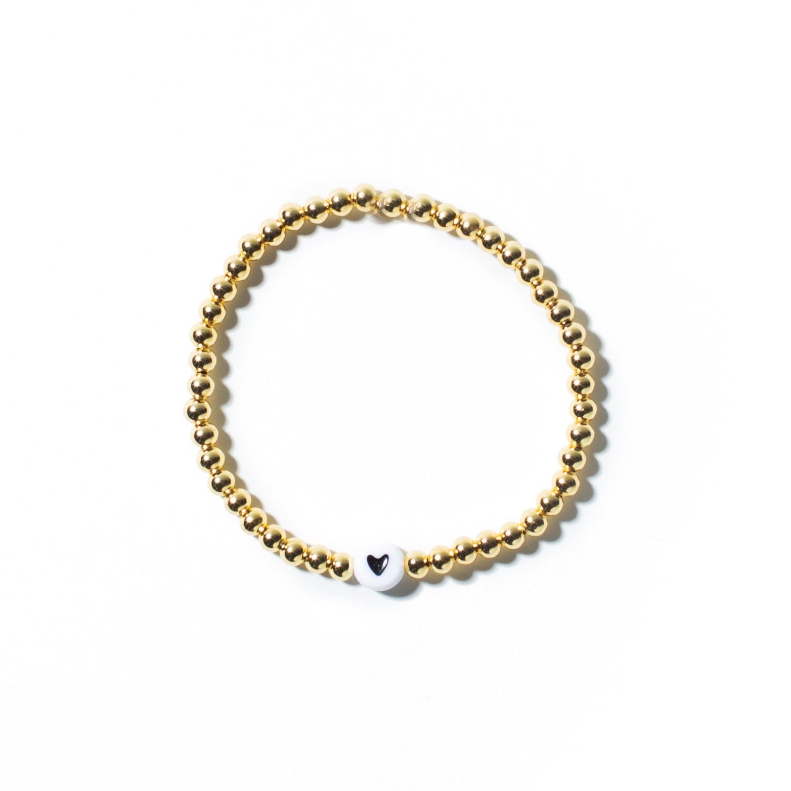 Gold Ball Black Heart Bracelet