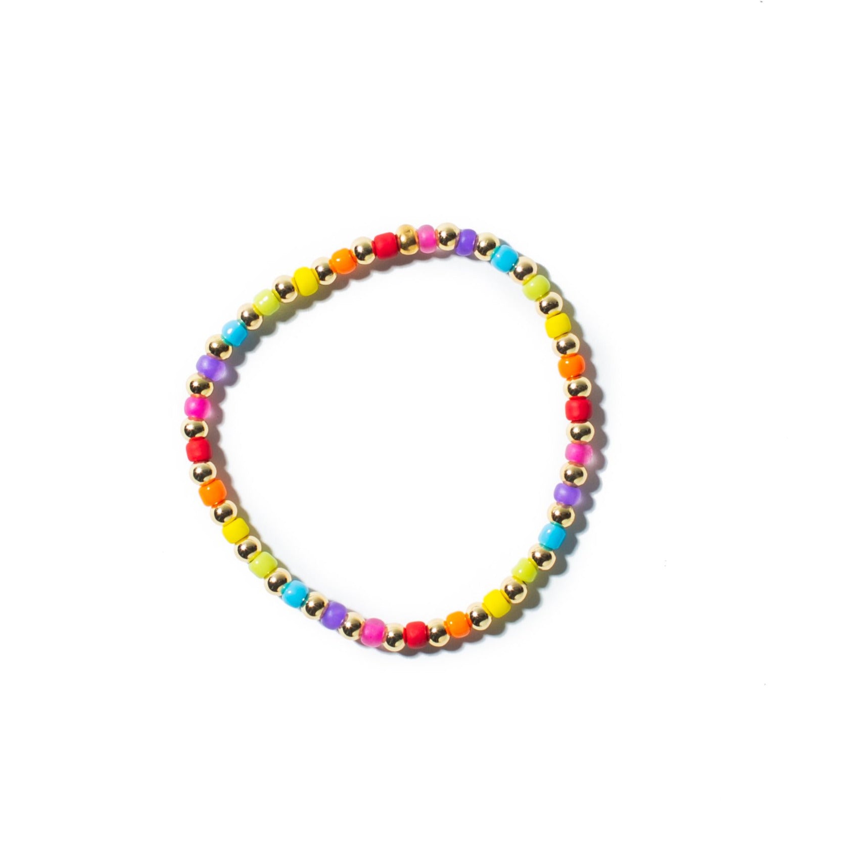 Rainbow and Gold Ball Bracelet