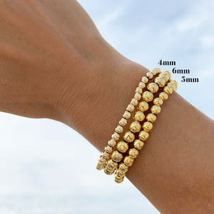 3 Gold Ball Bracelet Stack Set