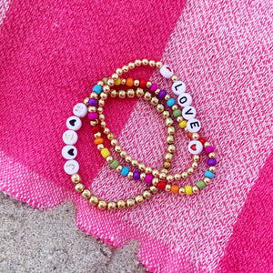 Rainbow and Gold Ball Bracelet