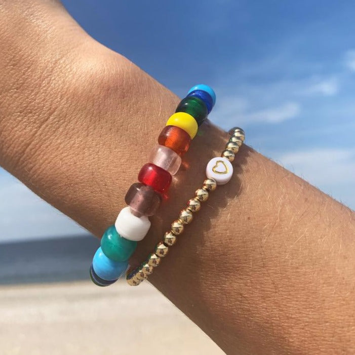 Rainbow Glass Bead Bracelet