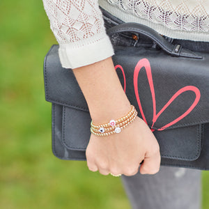 Gold Ball Red Heart Bracelet