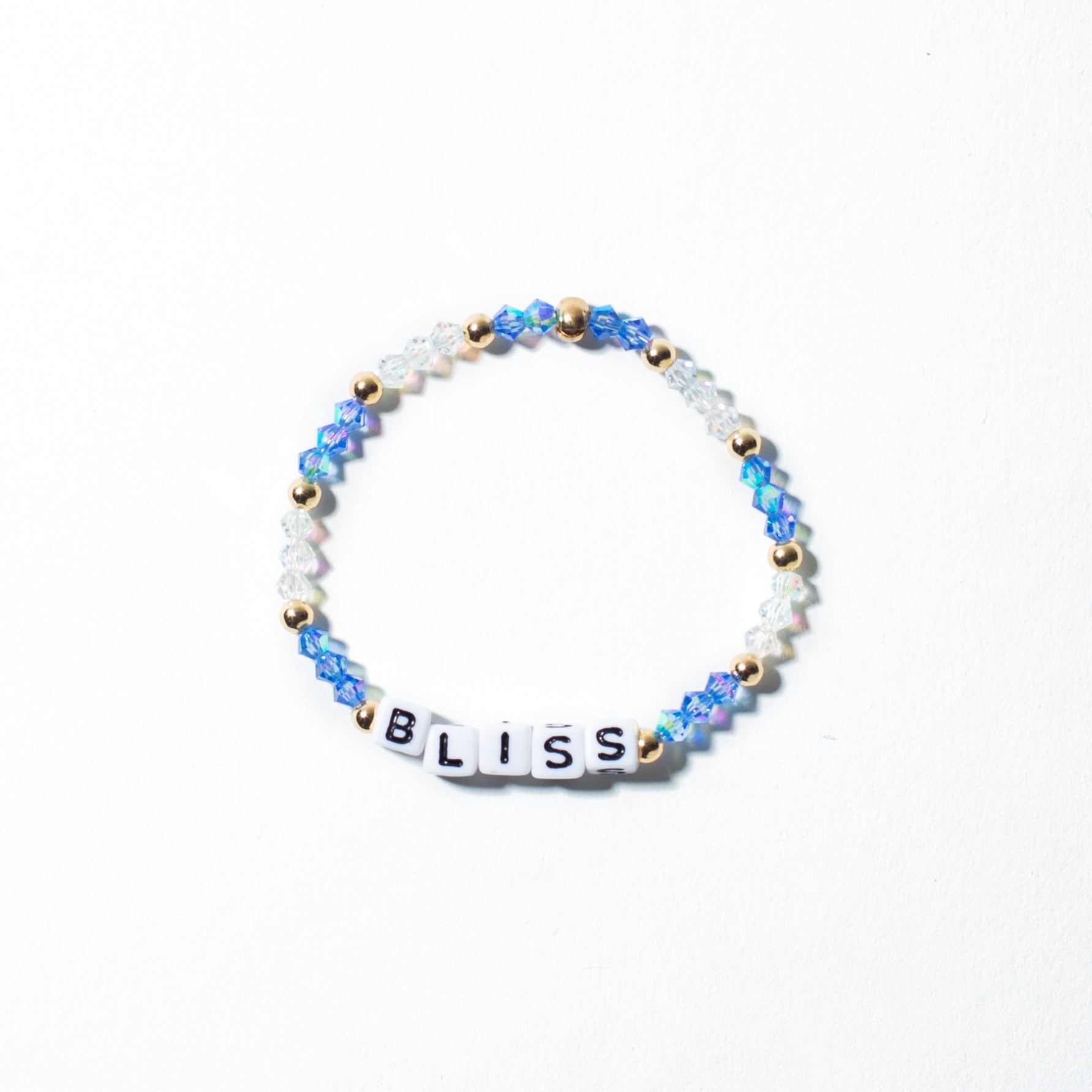 Custom Blue Crystal Bracelet with Square Letters