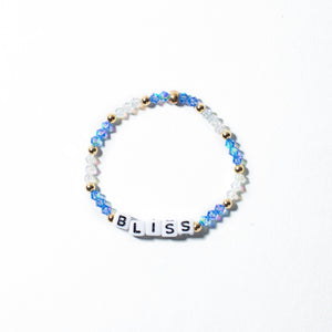 Custom Blue Crystal Bracelet with Square Letters